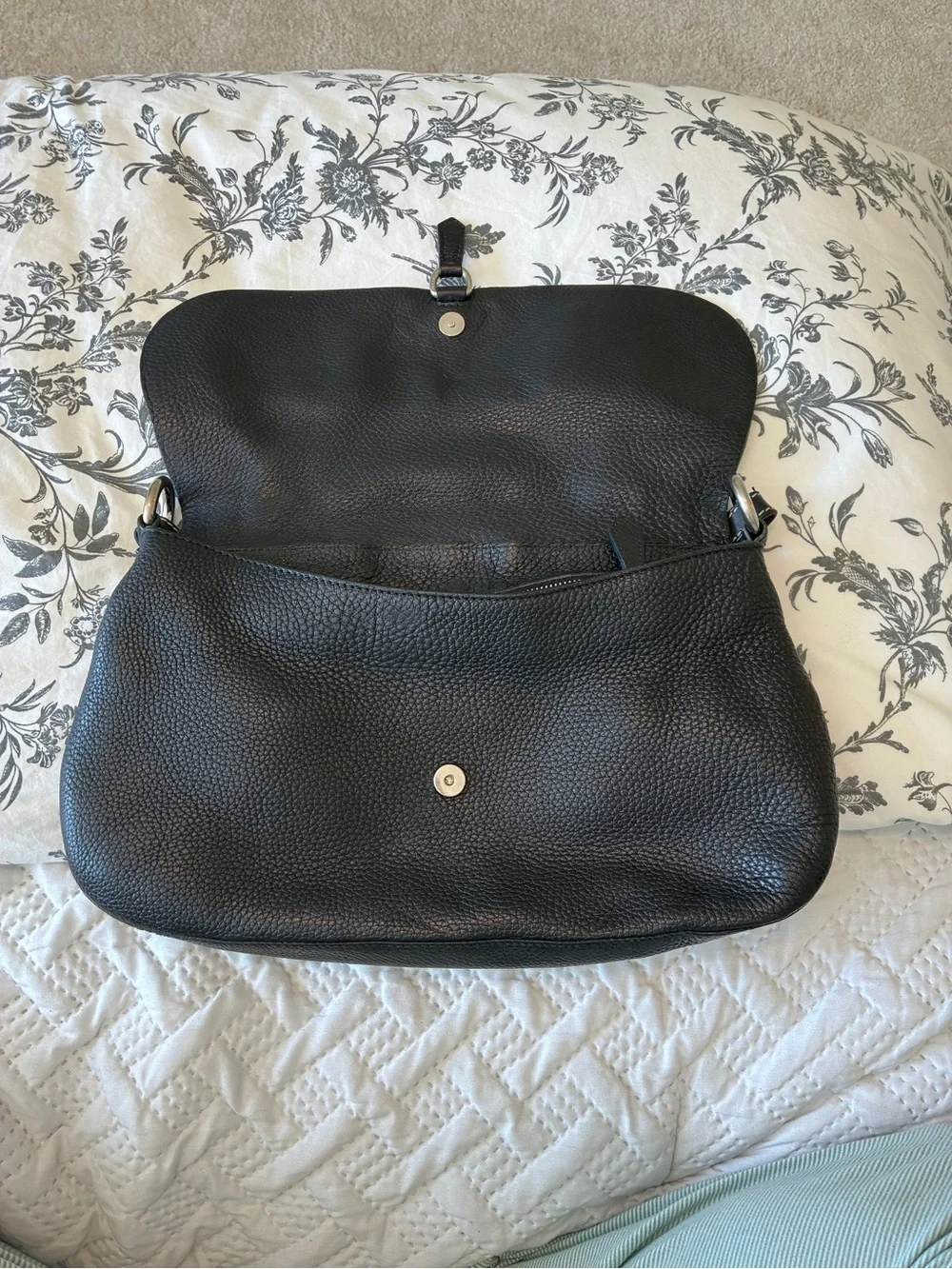 Prada Vitello Daino Black Pebble Leather Shoulder Bag